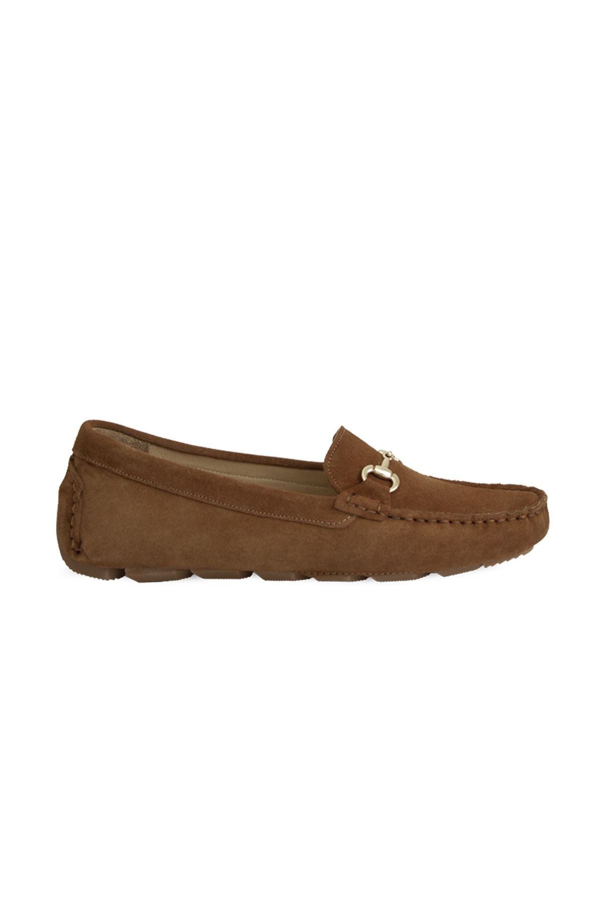 Hakiki Süet Kadın Tokalı Loafer 700914 Taba