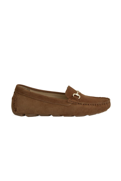 Hakiki Süet Kadın Tokalı Loafer 700914 Taba