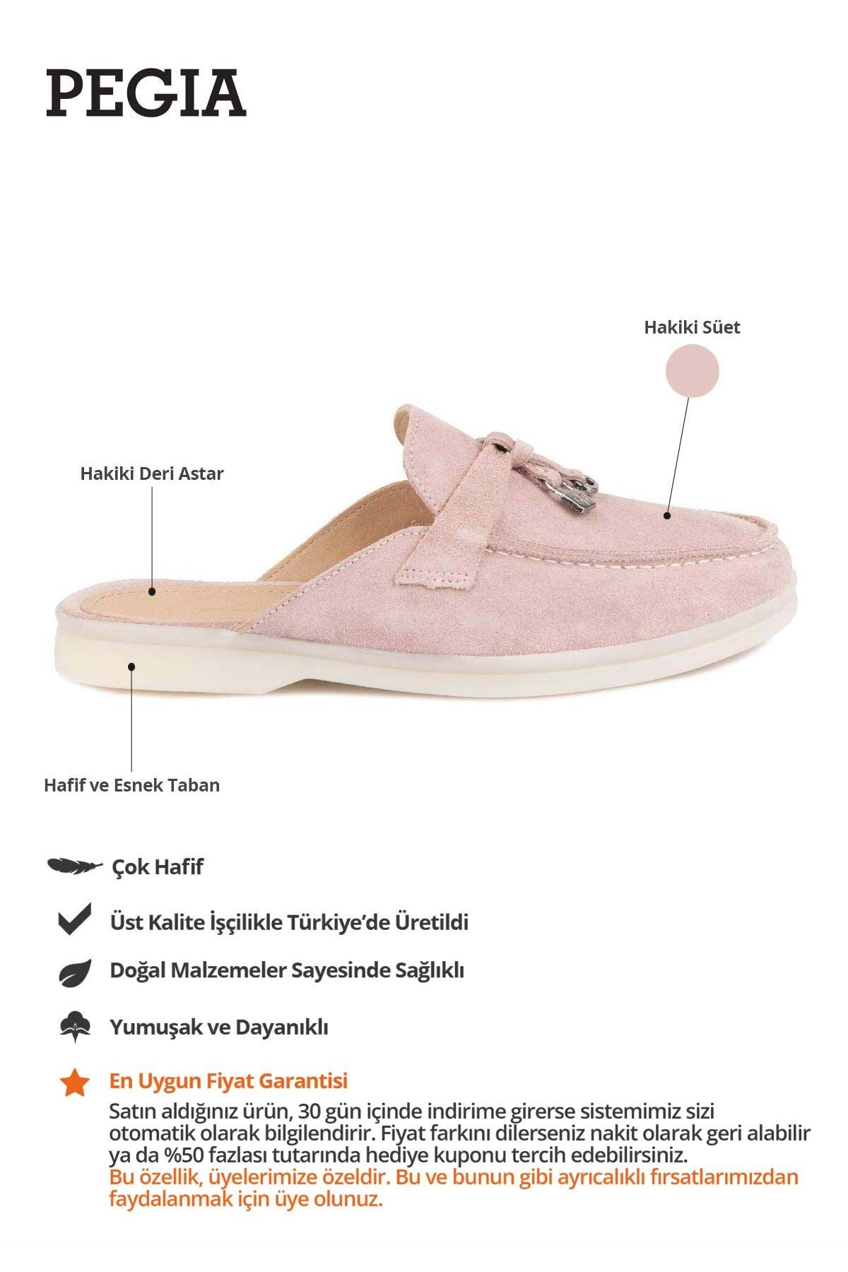 Hakiki Süet Kadın Tokalı Terlik 700912 Pudra