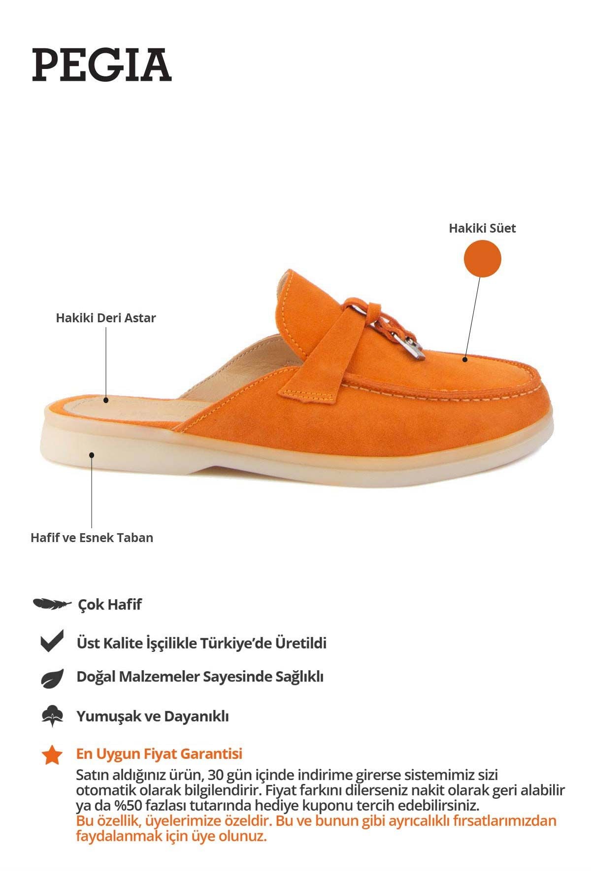Hakiki Süet Kadın Tokalı Terlik 700912 Turuncu