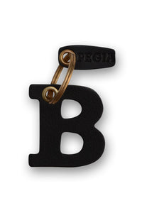 Letter B Leather Keychain 25AN82 Black