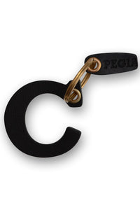 Letter C Leather Keychain 25AN83 Black