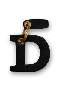 Letter D Leather Keychain 25AN84 Black