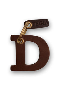 Letter D Leather Keychain 25AN84 Brown