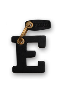 Letter E Leather Keychain 25AN85 Black