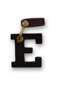 Letter E Leather Keychain 25AN85 Brown