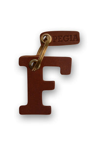 Letter F Leather Keychain 25AN86 Tobacco
