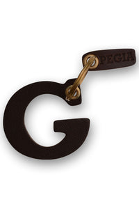Letter G Leather Keychain 25AN87 Brown