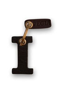 Letter I Leather Keychain 25AN89 Brown