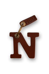 Letter N Leather Keychain 25AN94 Tobacco