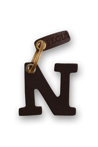 Letter N Leather Keychain 25AN94 Brown