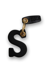 Letter S Leather Keychain 25AN98 Black
