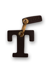 Letter T Leather Keychain 25AN99 Brown