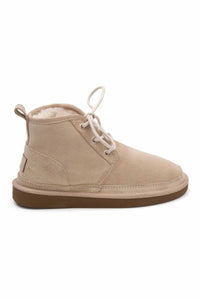 Fur-Lined Lace-Up Women's Boot 191112 Beige