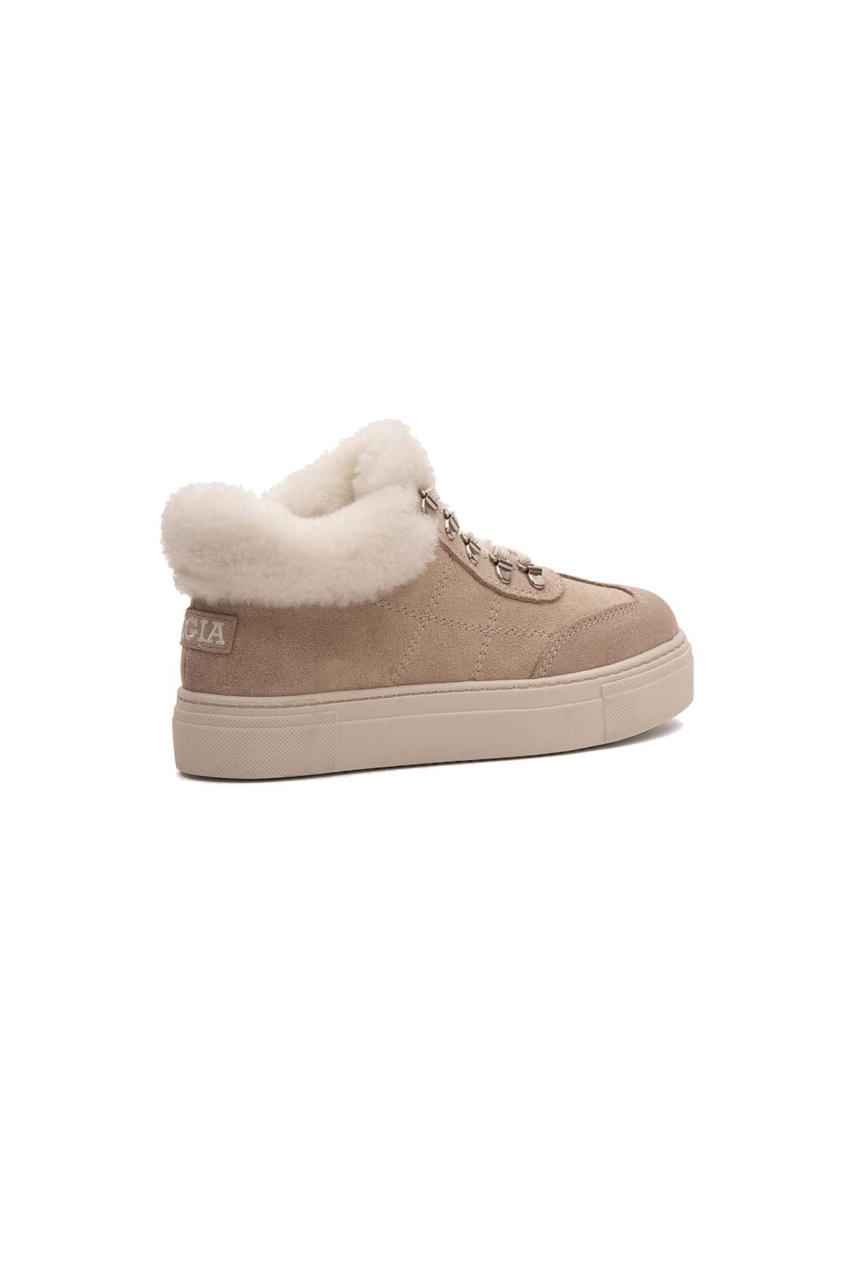 İçi Kürklü Bağcıklı Kadın Sneaker 191350 Bej
