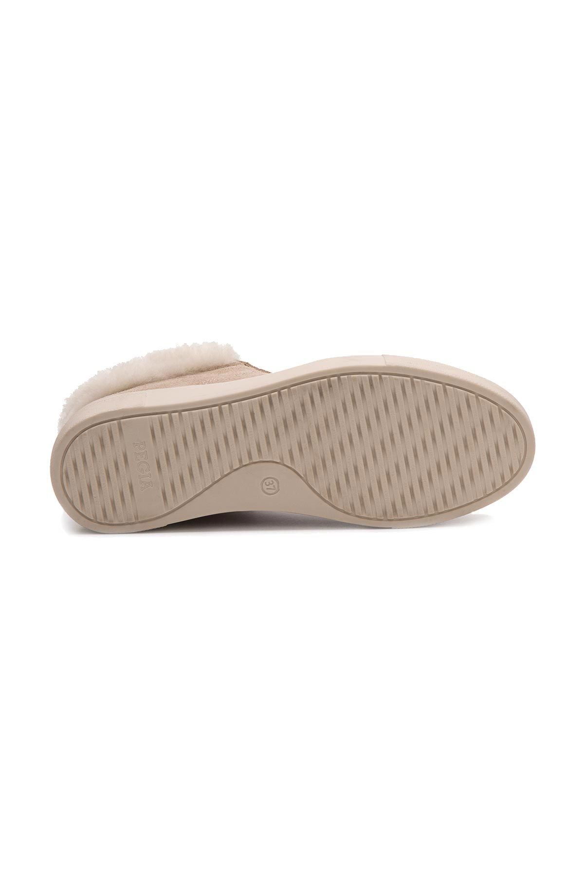 İçi Kürklü Bağcıklı Kadın Sneaker 191350 Bej