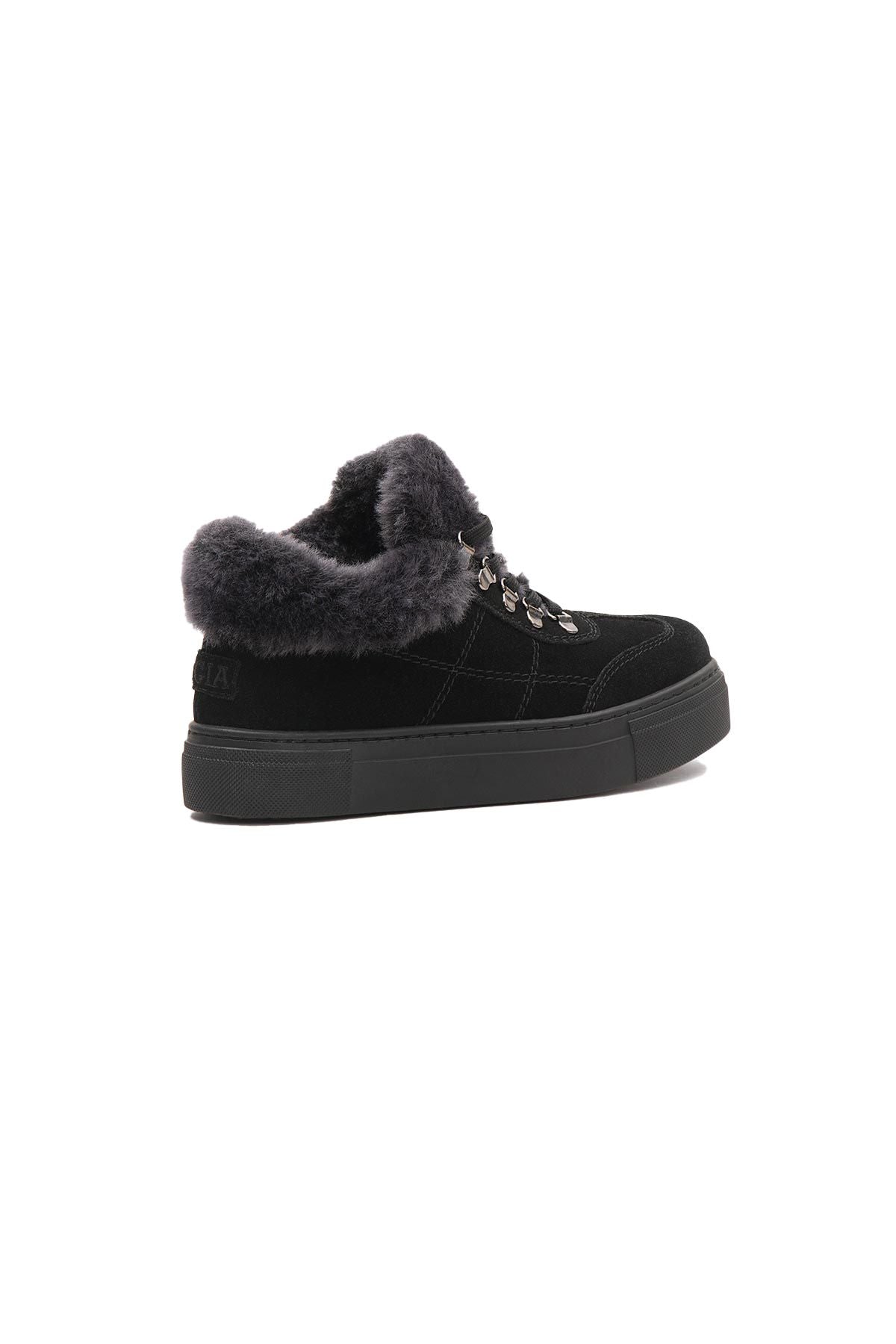 İçi Kürklü Bağcıklı Kadın Sneaker 191350 Siyah