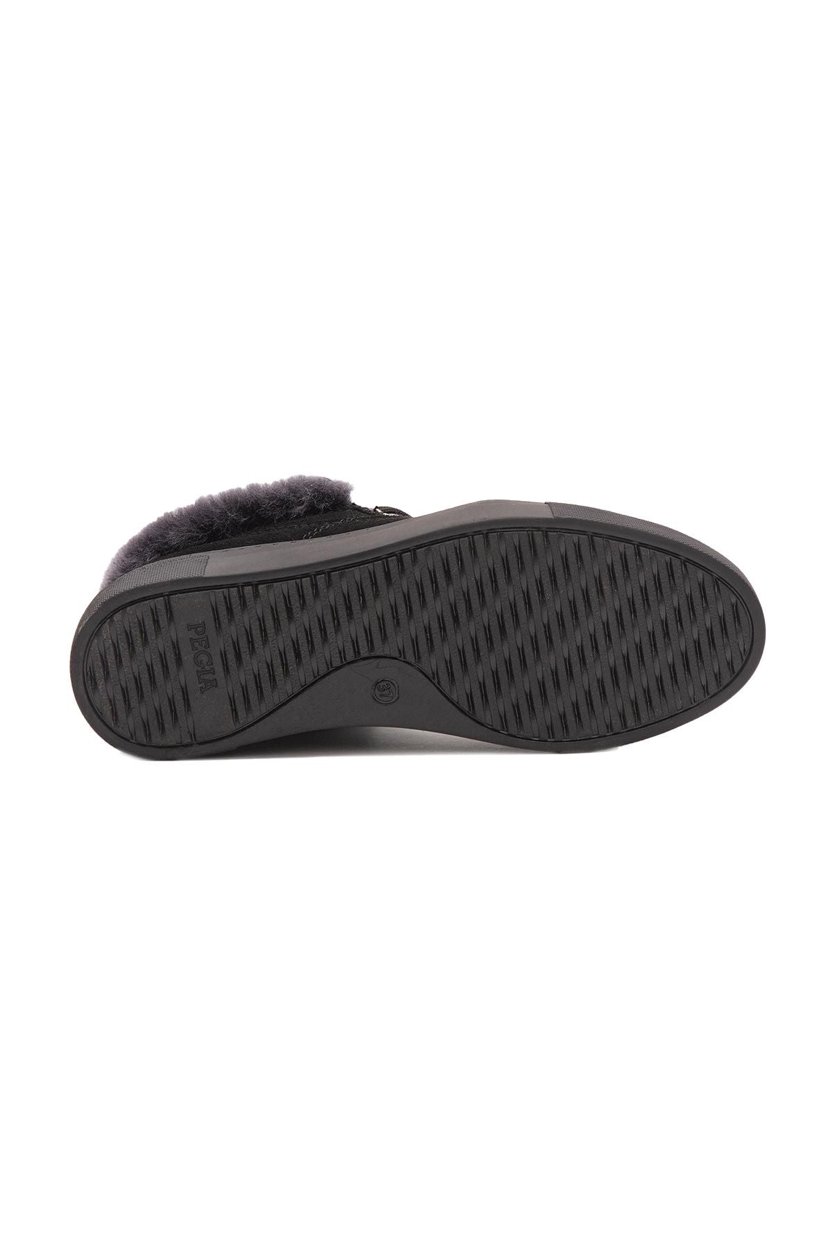 İçi Kürklü Bağcıklı Kadın Sneaker 191350 Siyah