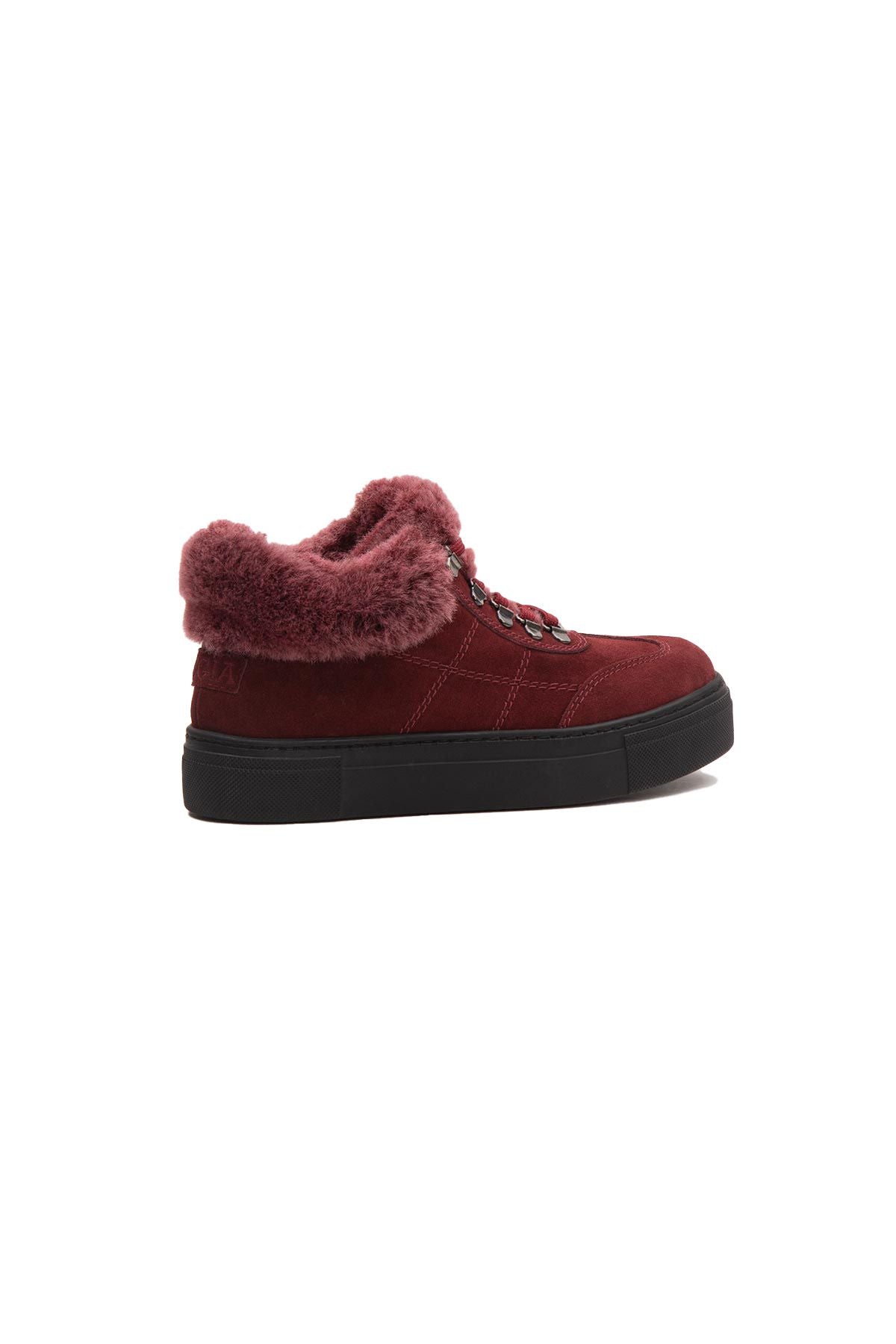 İçi Kürklü Bağcıklı Kadın Sneaker 191350 Bordo