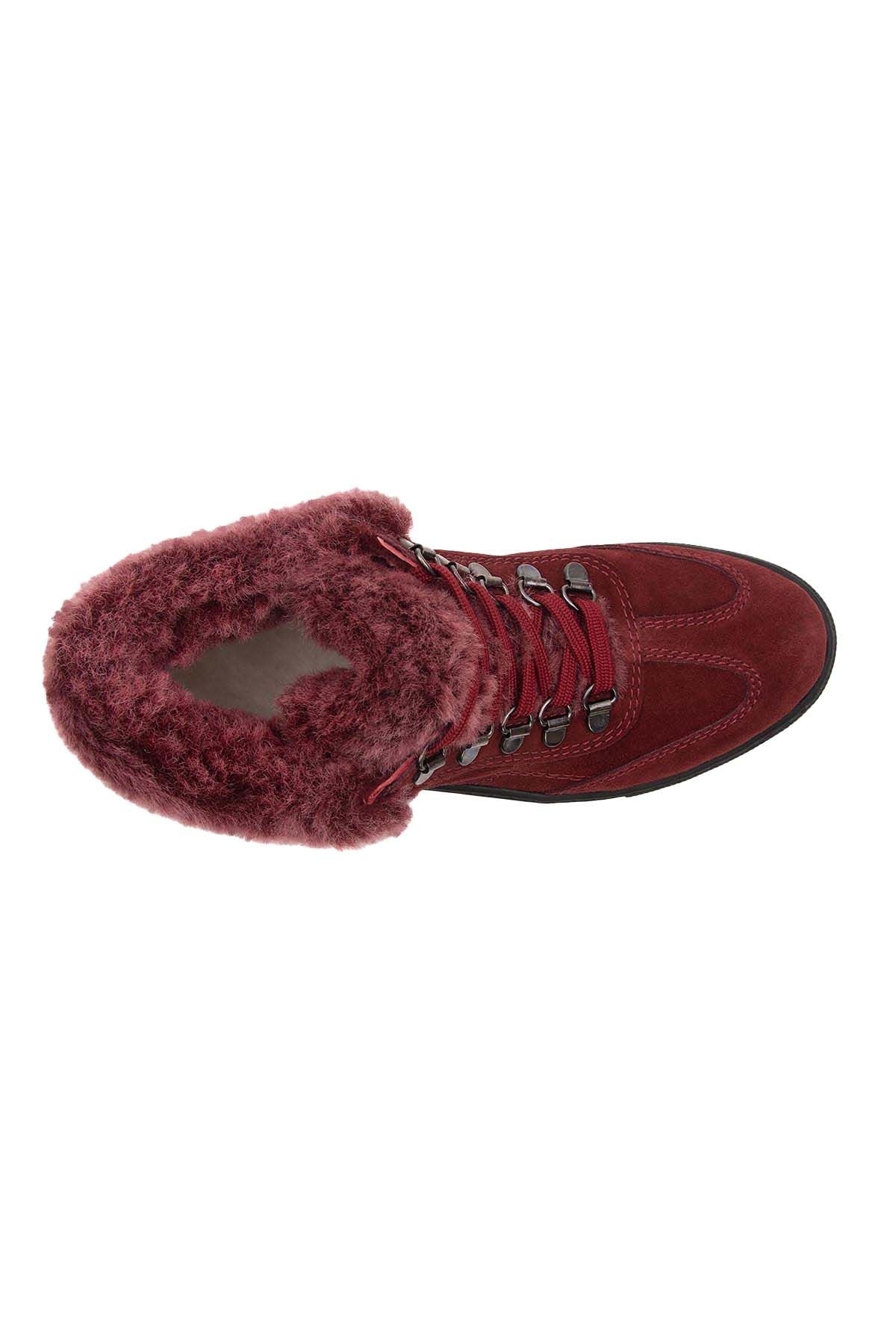 İçi Kürklü Bağcıklı Kadın Sneaker 191350 Bordo