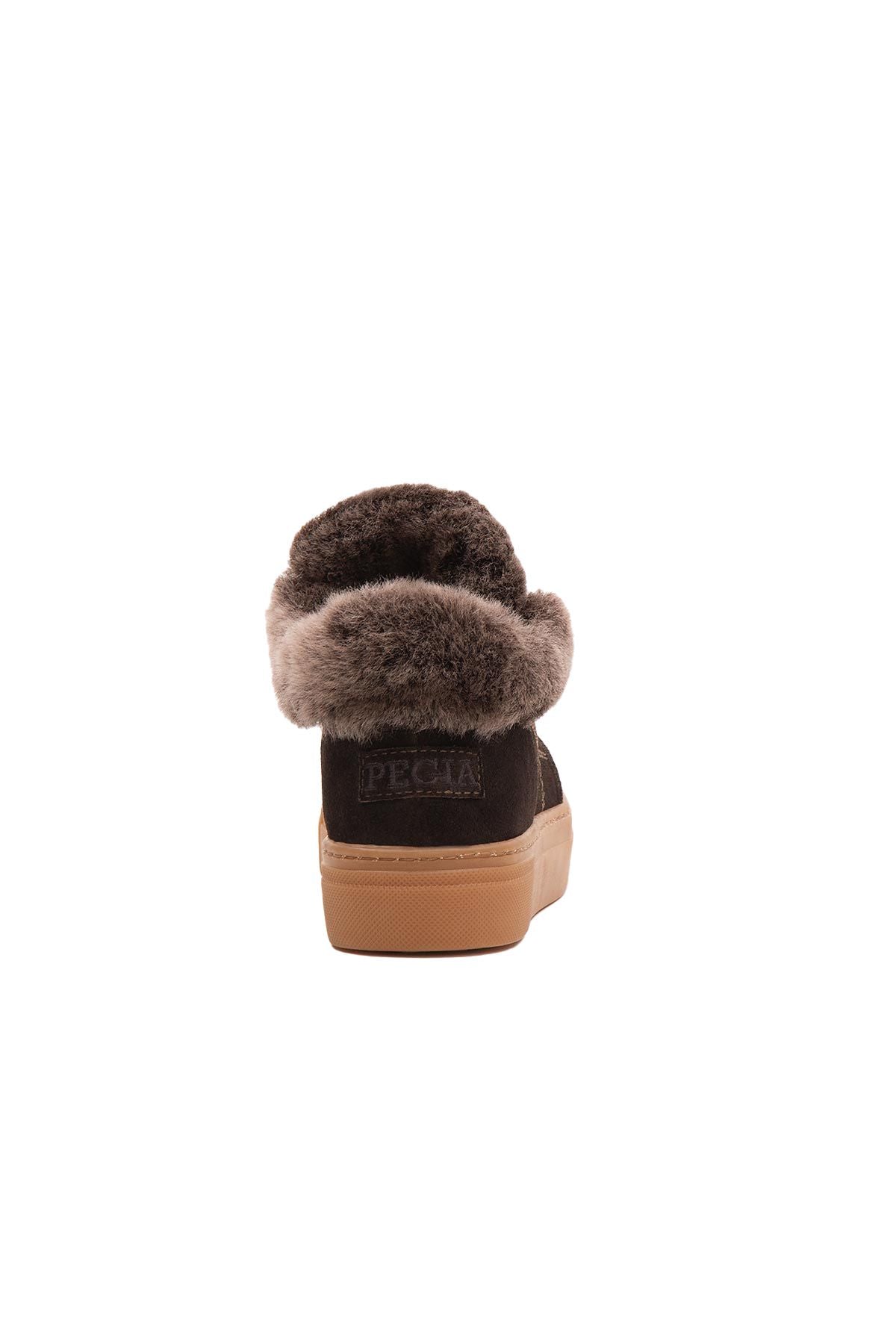 İçi Kürklü Bağcıklı Kadın Sneaker 191350 Kahve