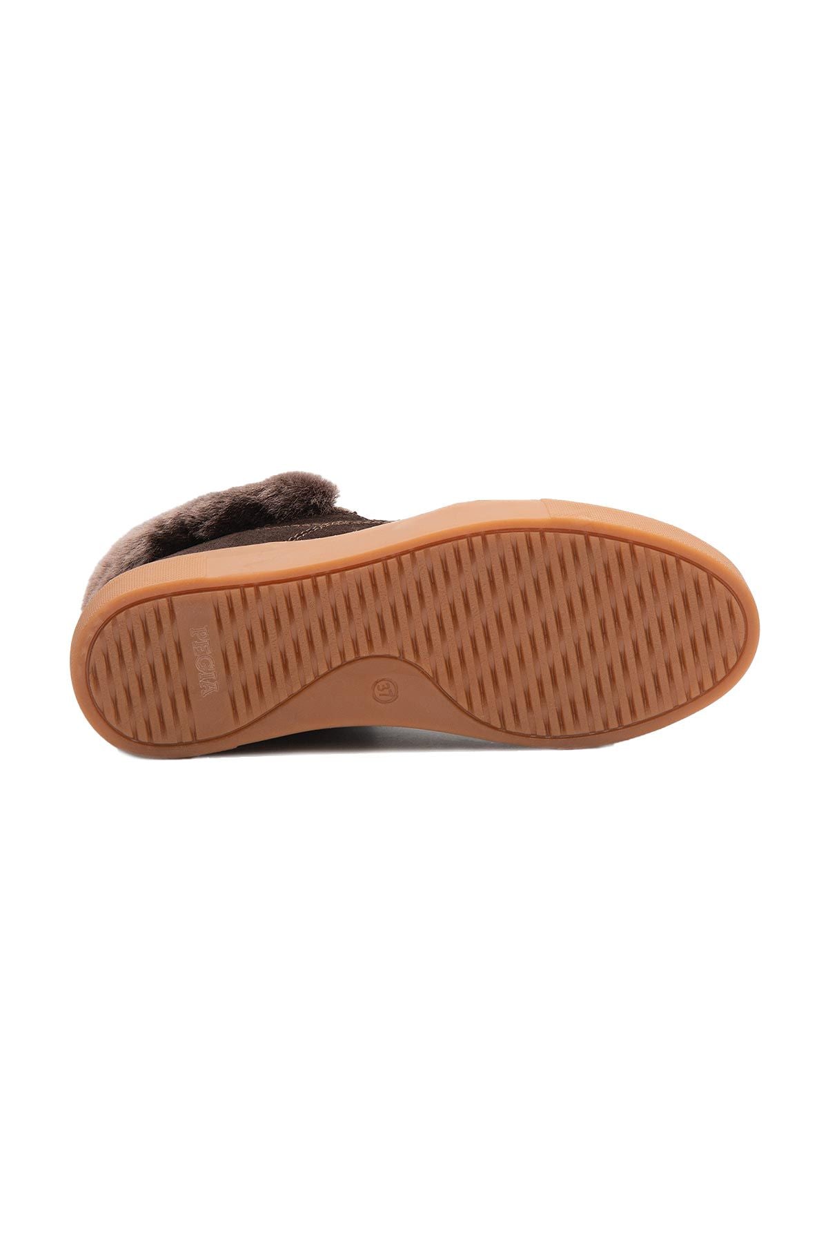 İçi Kürklü Bağcıklı Kadın Sneaker 191350 Kahve