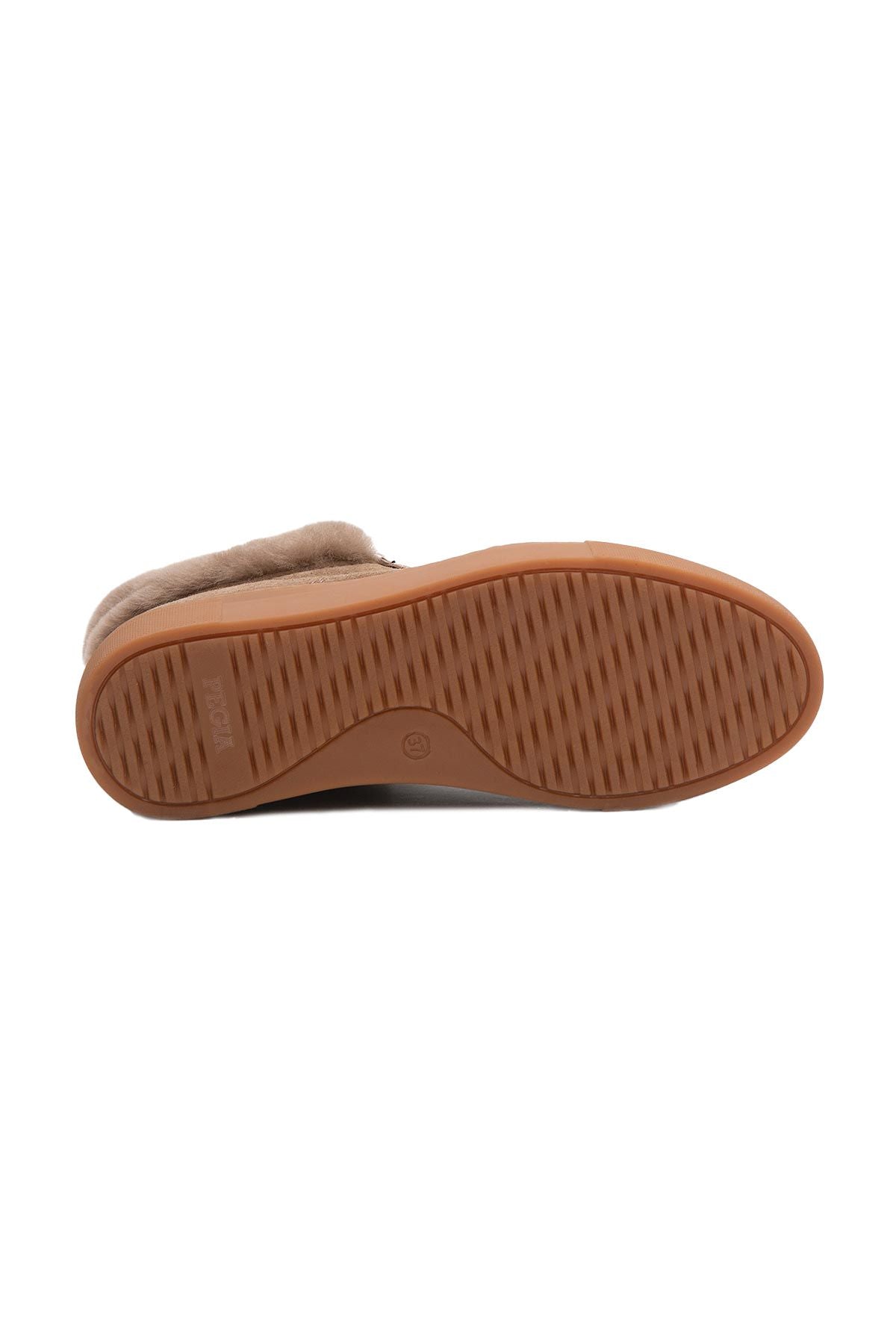 İçi Kürklü Bağcıklı Kadın Sneaker 191350 Vizon