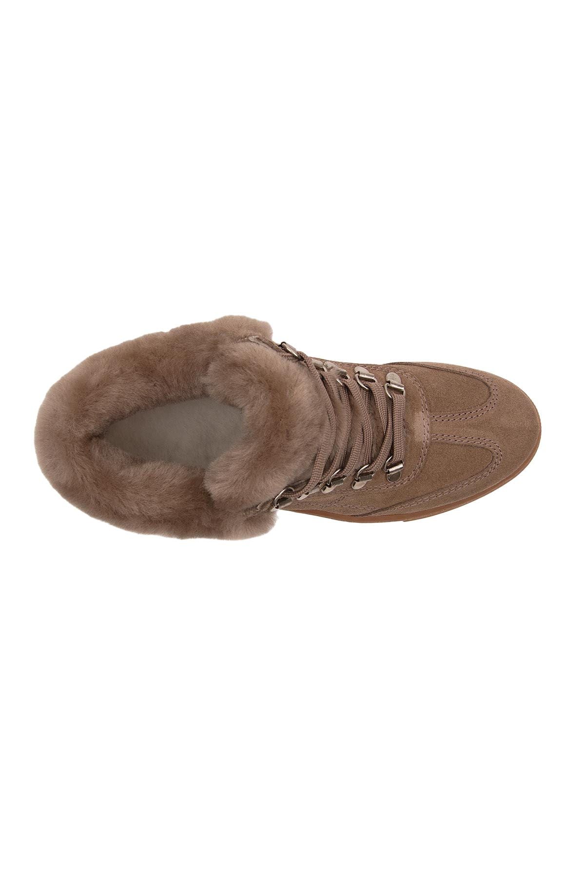 İçi Kürklü Bağcıklı Kadın Sneaker 191350 Vizon