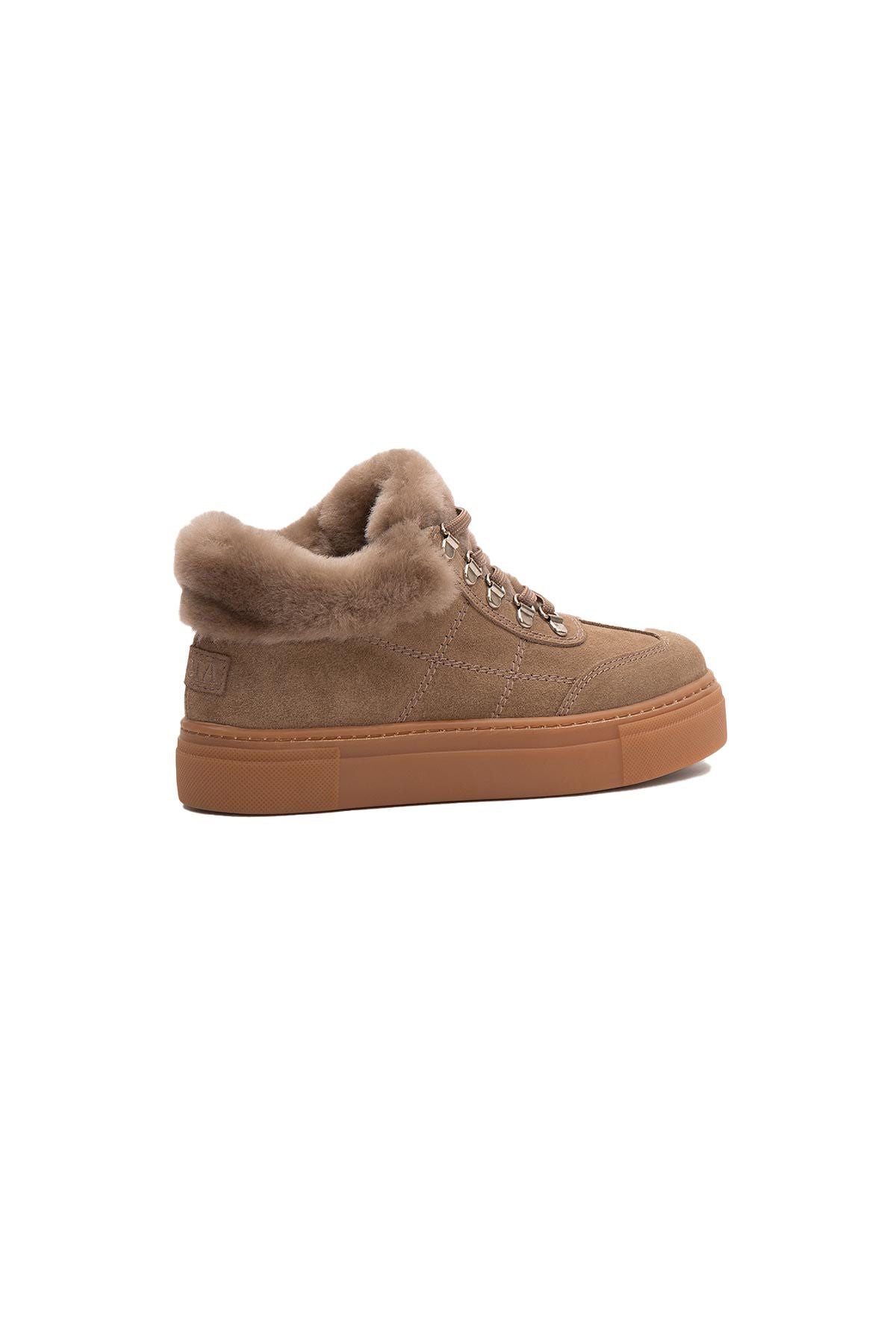 İçi Kürklü Bağcıklı Kadın Sneaker 191350 Vizon