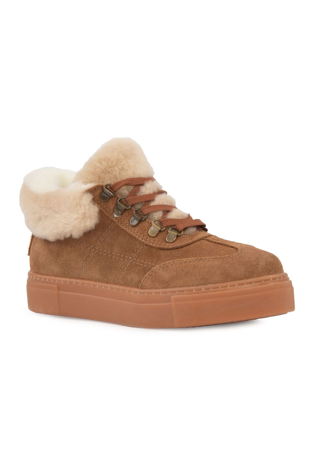 İçi Kürklü Bağcıklı Kadın Sneaker 191350 Taba