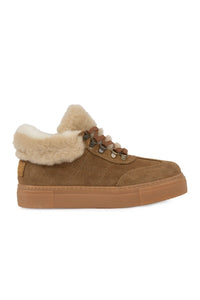 Women's Fur-Lined Lace-Up Sneaker 191350 Tobacco