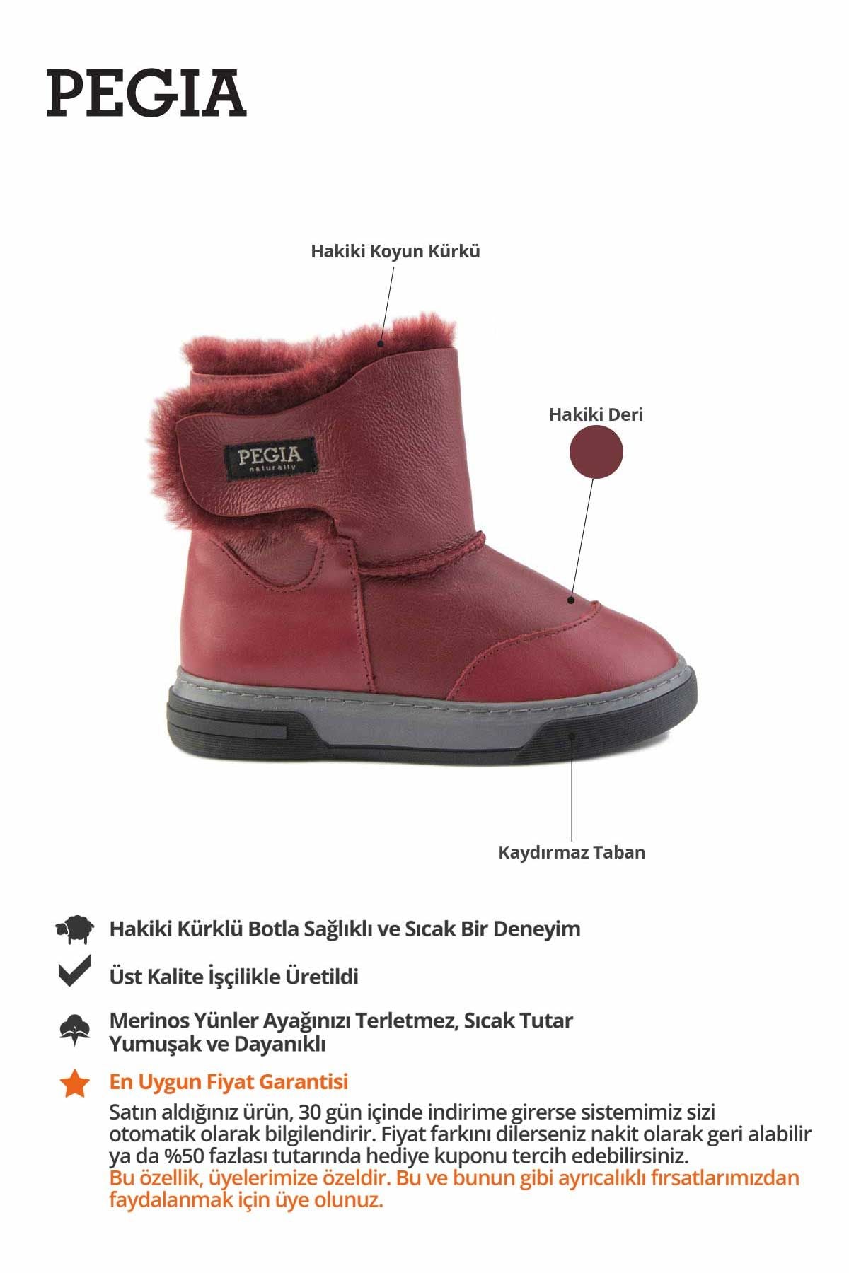 İçi Kürklü Cırtlı Çocuk Botu 186061 Bordo