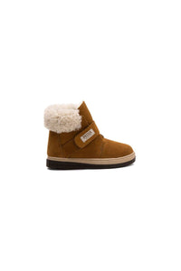 Fur-Lined Hook-and-Loop Children's Boots 186063 Tobacco