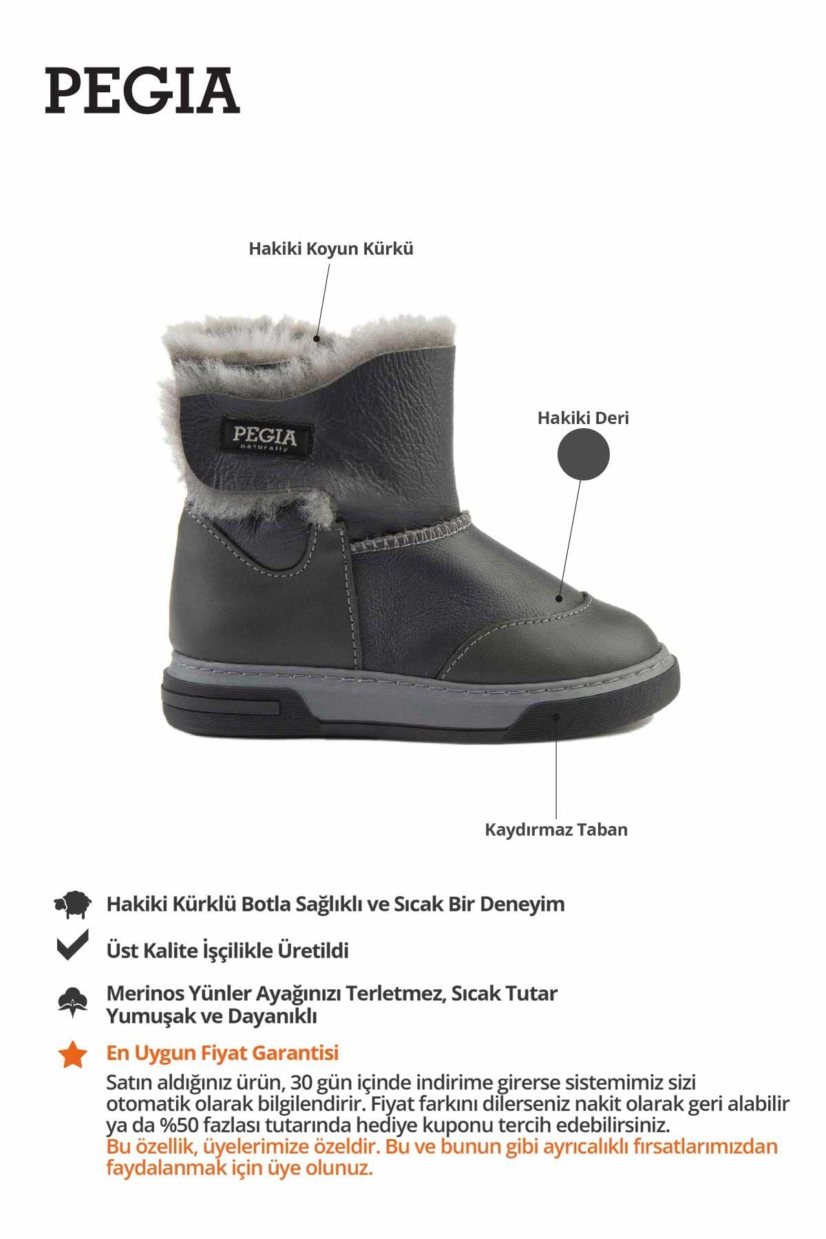 İçi Kürklü Cırtlı Çocuk Botu 186066 Antrasit