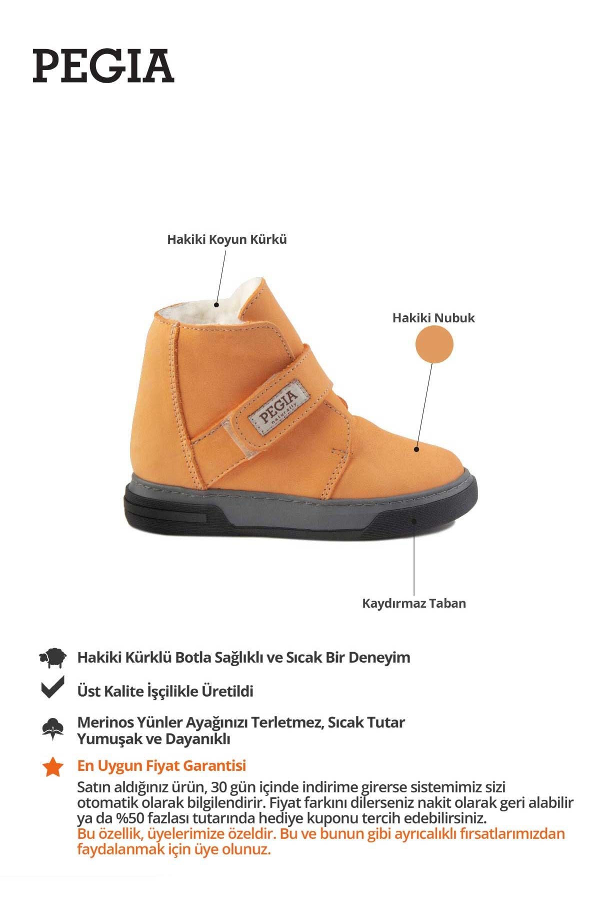 İçi Kürklü Cırtlı Çocuk Botu 186080 Turuncu