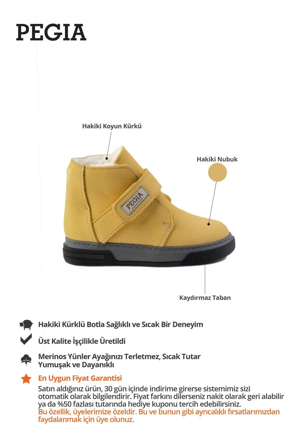 İçi Kürklü Cırtlı Çocuk Botu 186081 Sarı