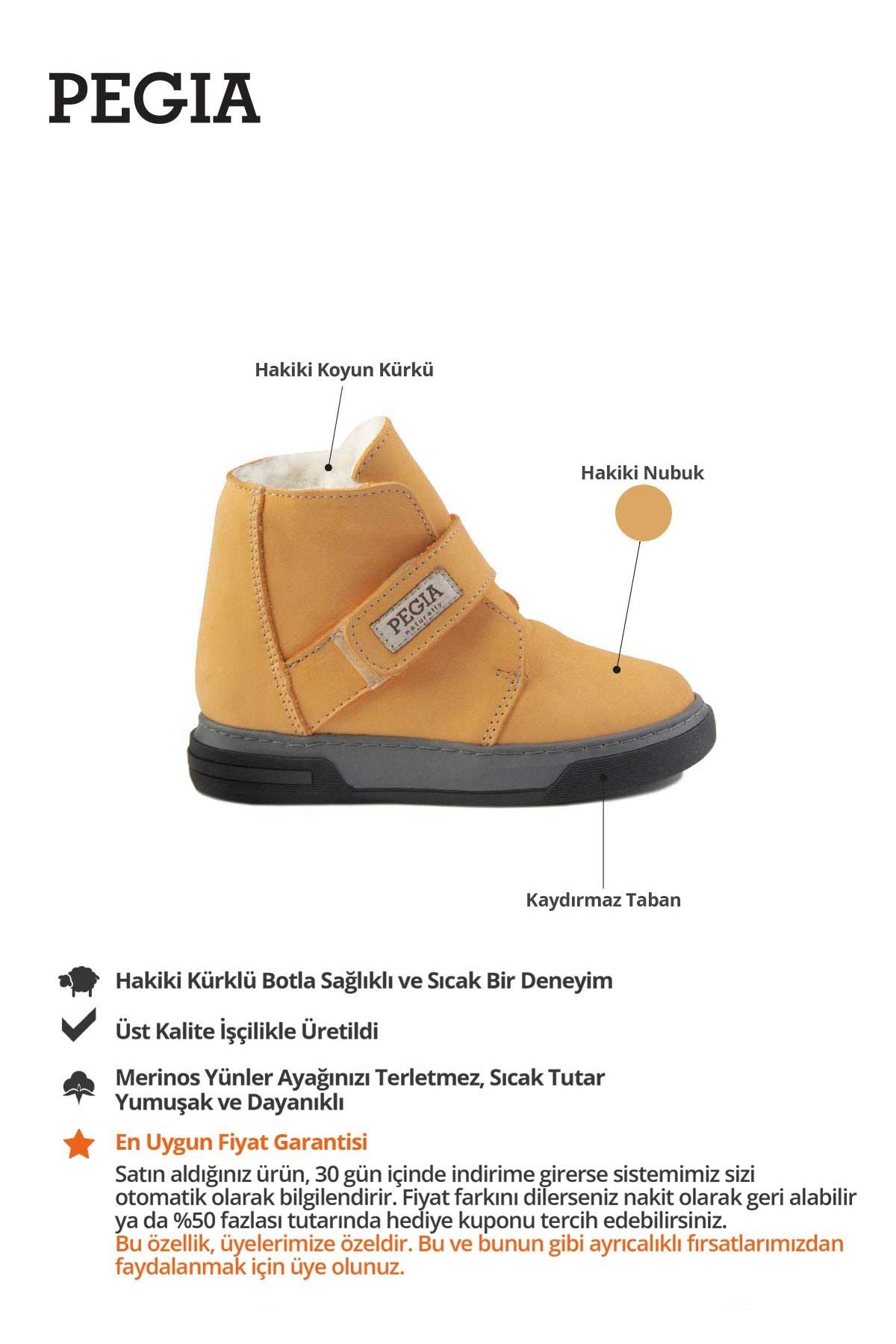 İçi Kürklü Cırtlı Çocuk Botu 186085 Turuncu