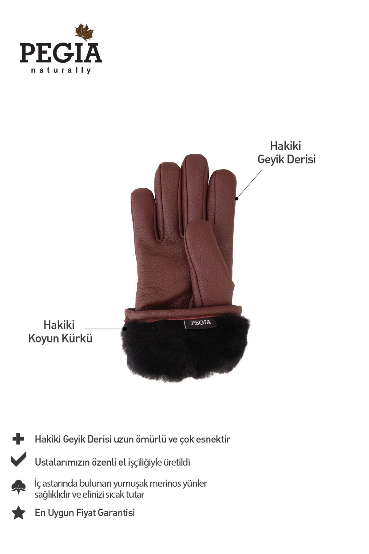İçi Kürklü Deri Erkek Eldiven 24EL01 Bordo