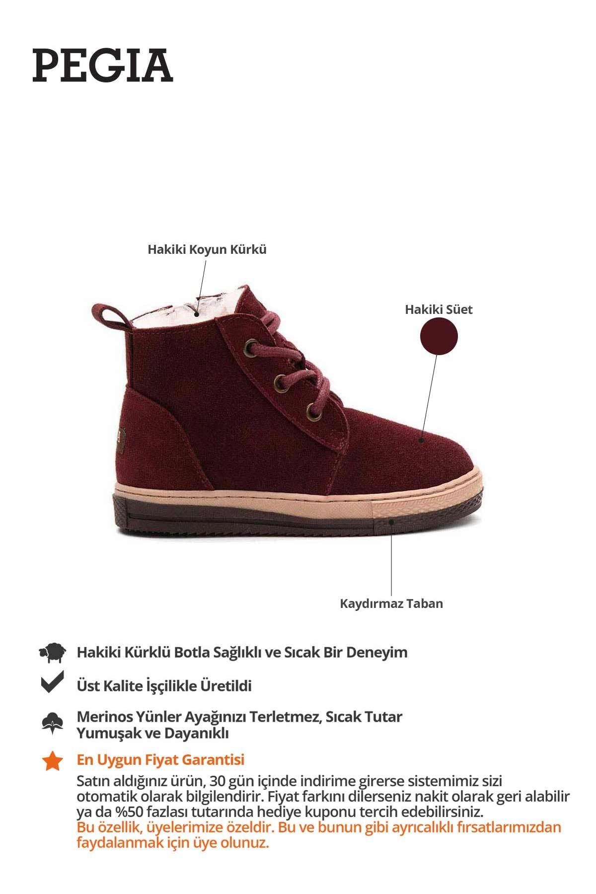 İçi Kürklü Fermuarlı Çocuk Botu 186062 Bordo