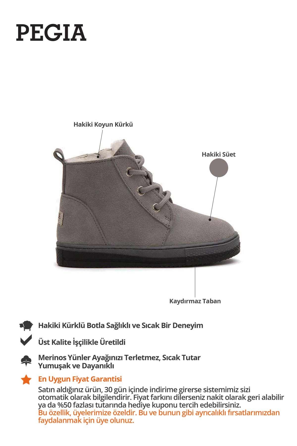 İçi Kürklü Fermuarlı Çocuk Botu 186062 Gri