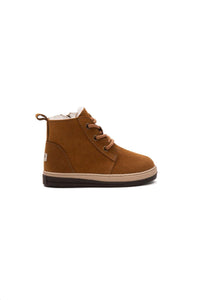 Fur-Lined Zippered Children's Boot 186067 Tobacco