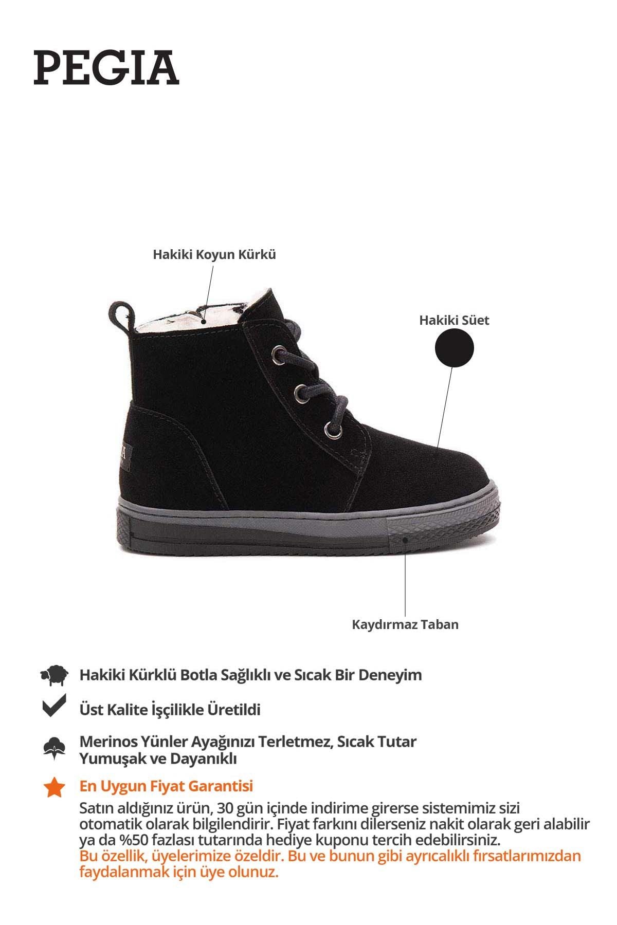 İçi Kürklü Fermuarlı Çocuk Botu 186067 Siyah