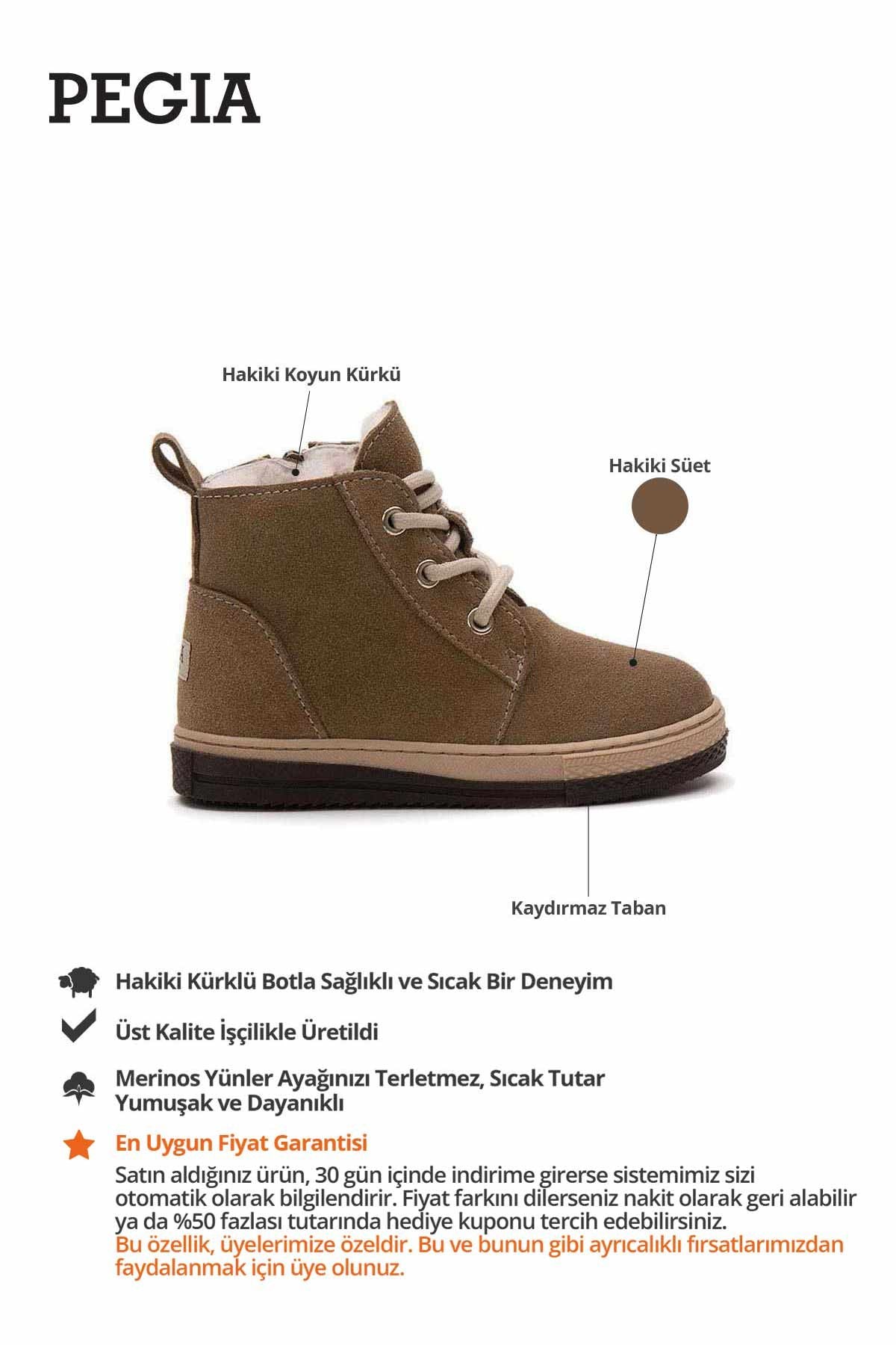İçi Kürklü Fermuarlı Çocuk Botu 186067 Vizon