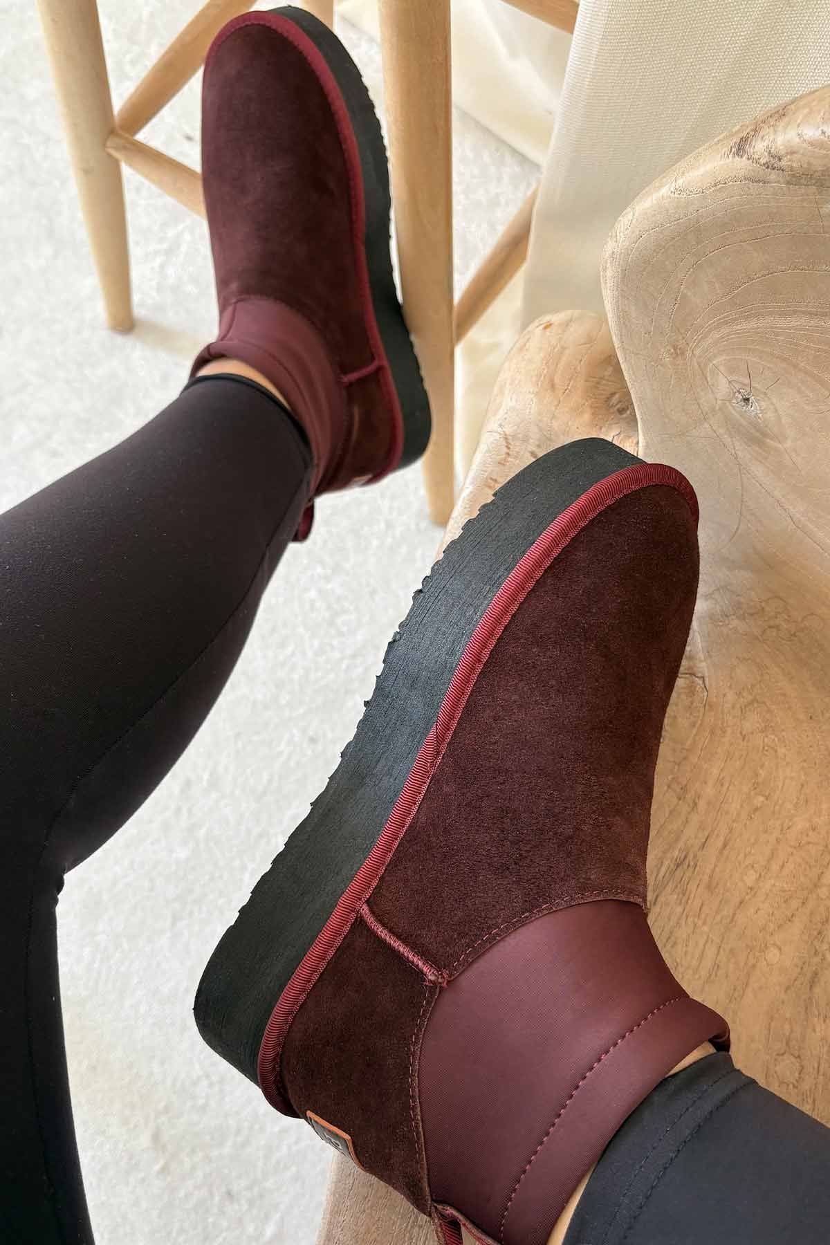 İçi Kürklü Kadın Streç Bot 191151 Bordo