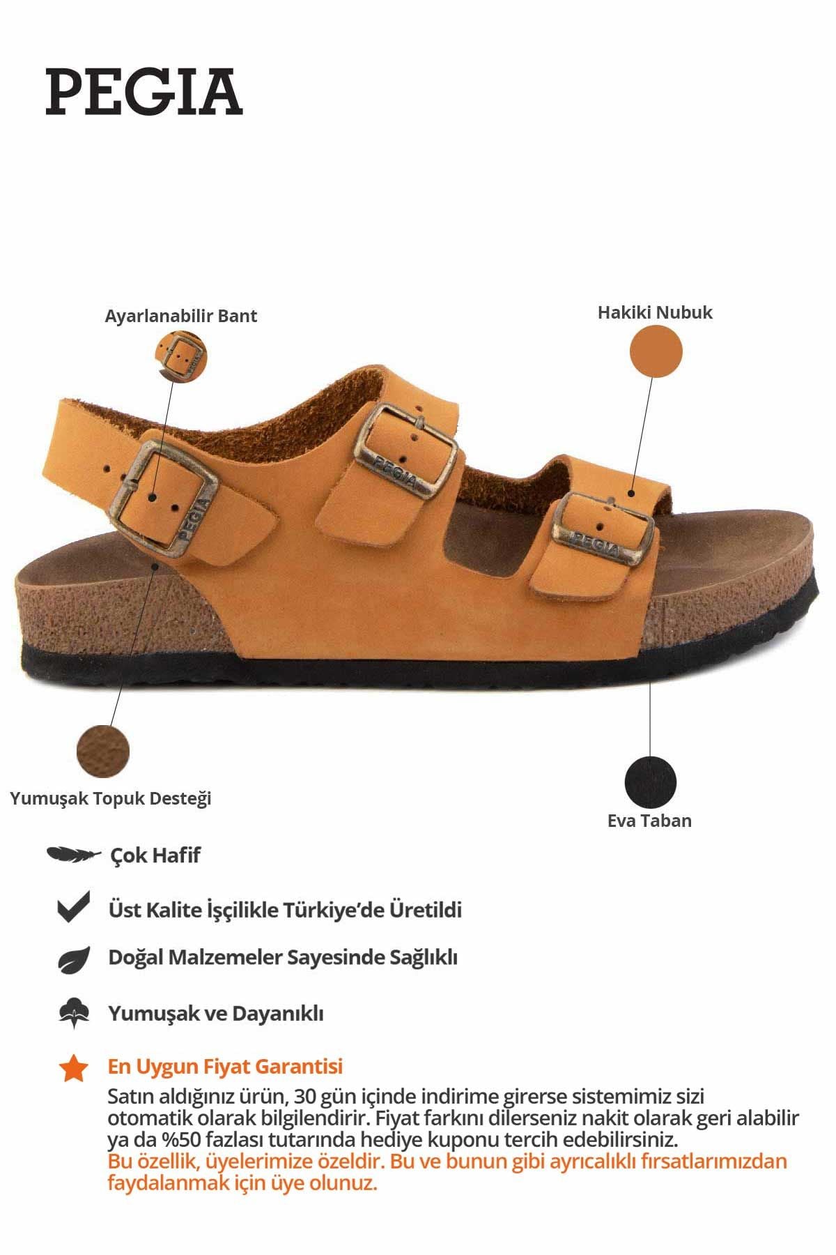 Kadın Bantlı Deri Sandalet 215515 Taba