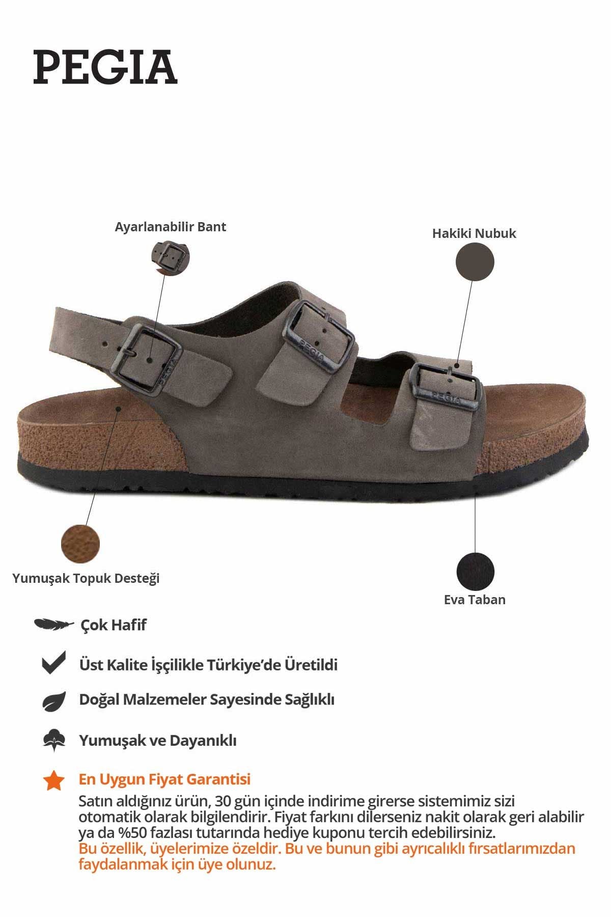 Kadın Bantlı Deri Sandalet 215515 Gri