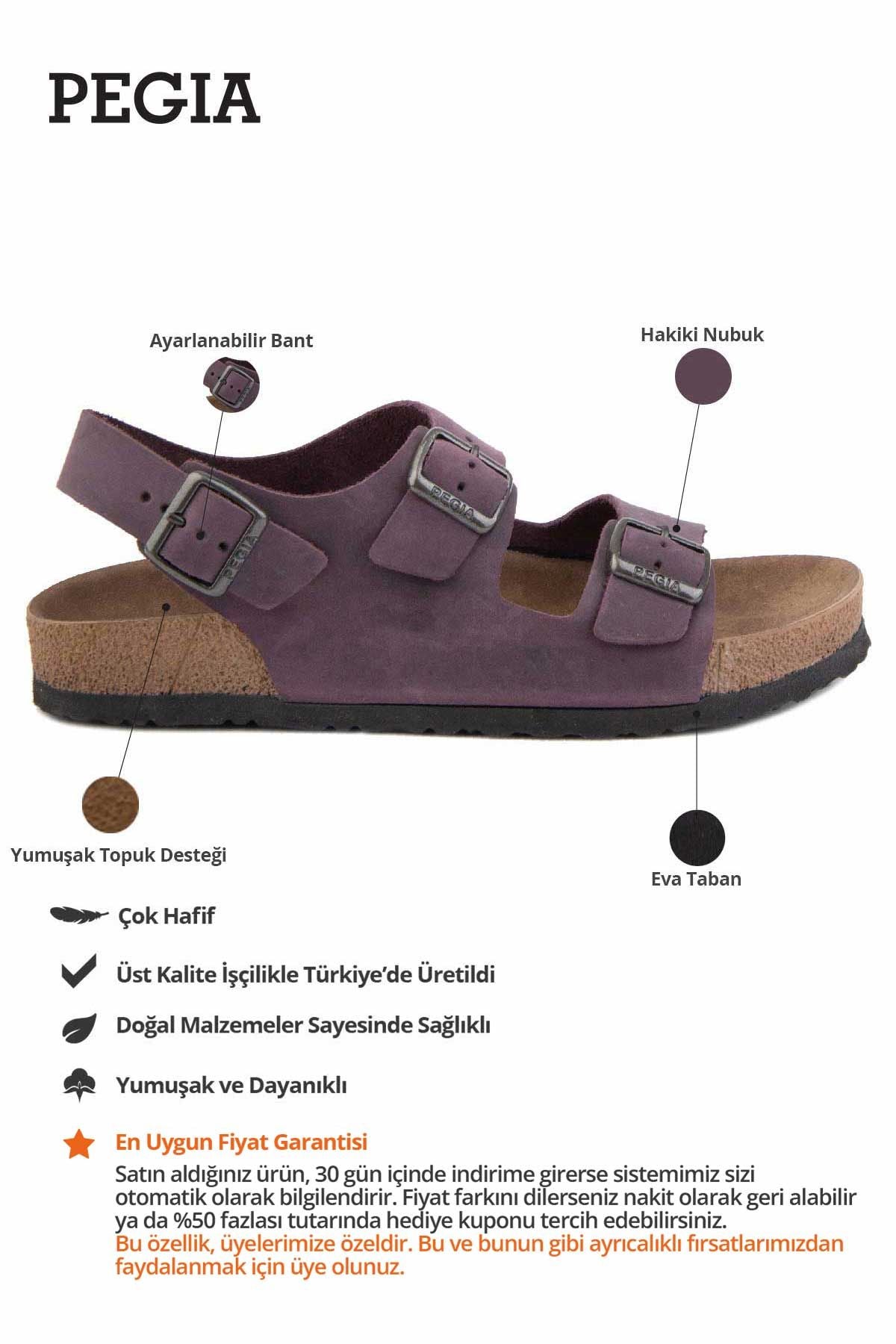 Kadın Bantlı Deri Sandalet 215515 Mor