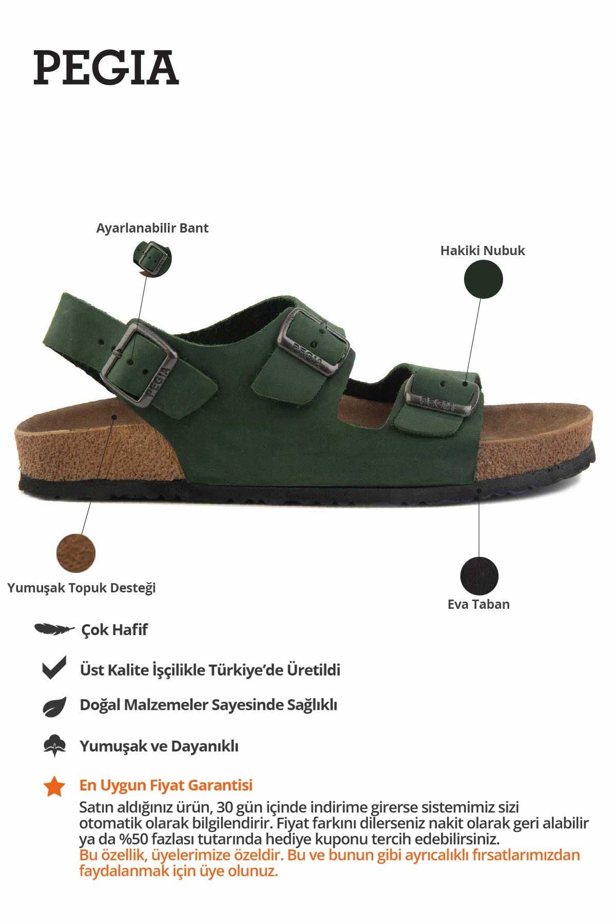 Kadın Bantlı Deri Sandalet 215515 Yeşil