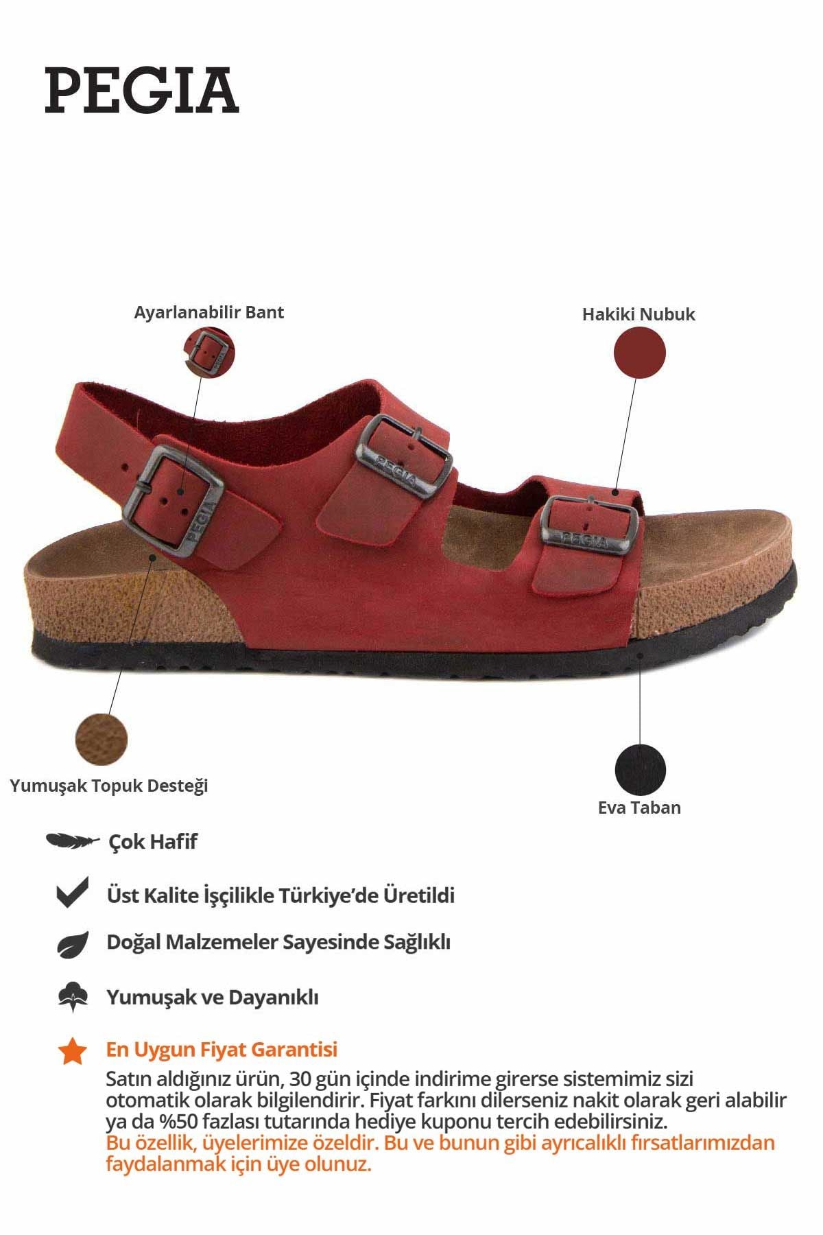 Kadın Bantlı Deri Sandalet 215515 Kırmızı