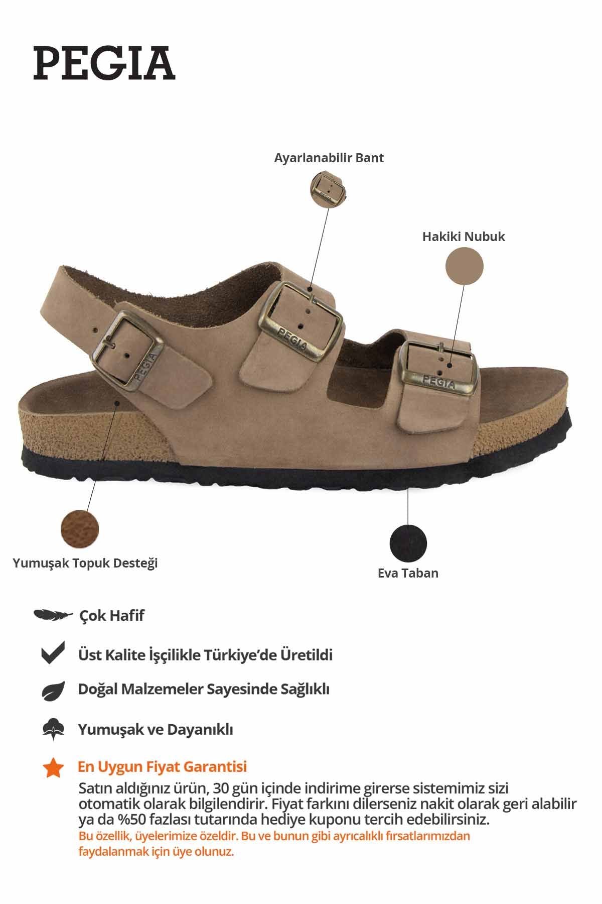 Kadın Bantlı Deri Sandalet 215515 Kum